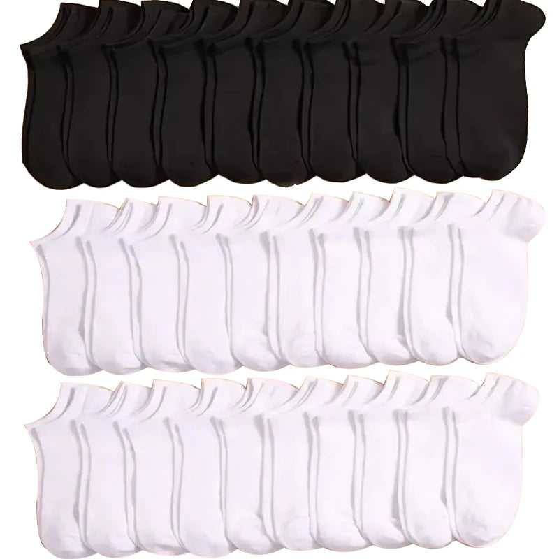 5/10 /20/30 Pairs Unisex Casual Plain Color Boat Socks | SAMAG