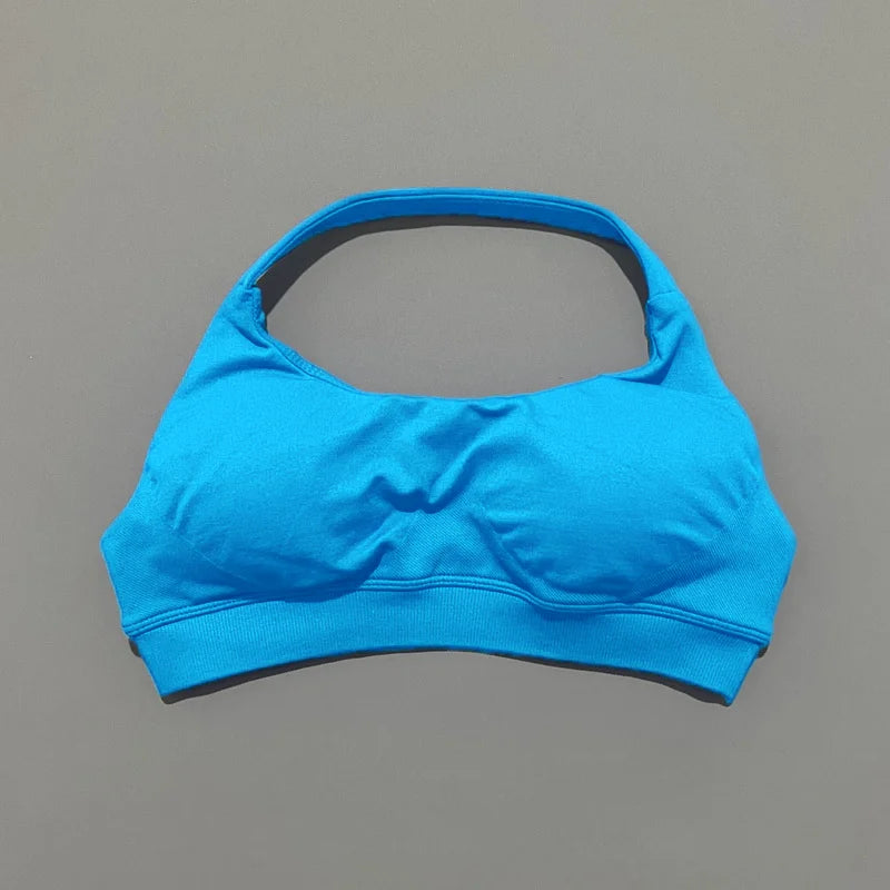 Sports Bra Women Seamless Yoga Halter Bra Top High Support Open Back Bra Fitness Push-up Activewear Workout Gym Underwear
