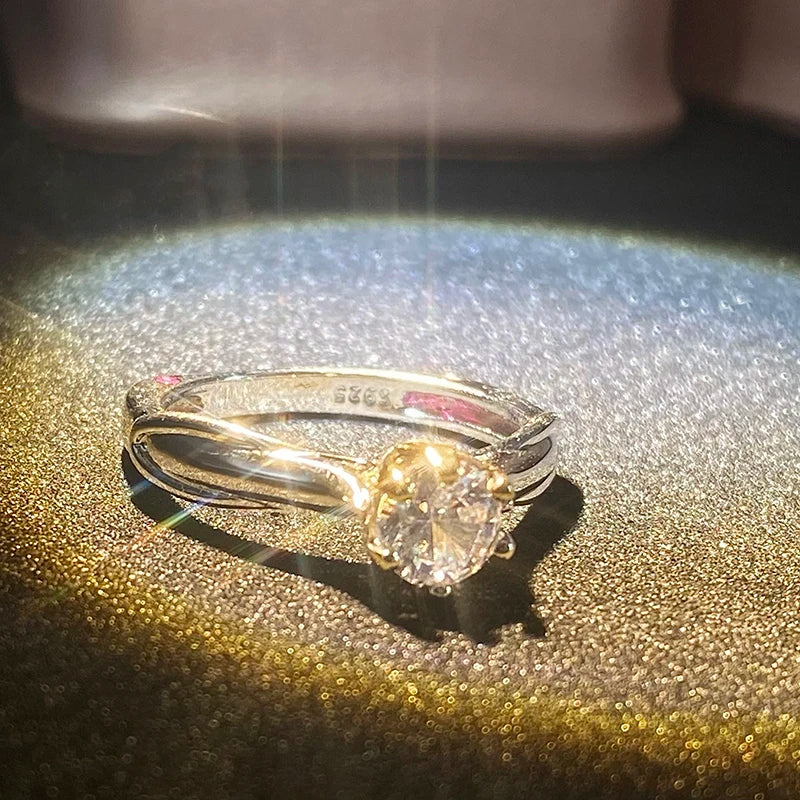 Pure 18K Gold Moissanite Ring for Women with Gemstones Couples Wedding Engagement Jewelry Valentine's Day - Visuel 3 | SAMAG
