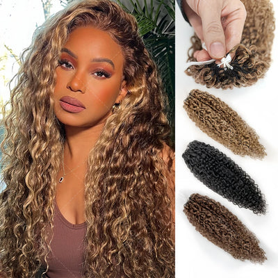 Feather Crochet Human Hair 4/27 Highlight Pixie Curl Bulk Hair Extensions Lightweight Small Spirals Curly Crochet Hair For Braid