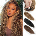 Feather Crochet Human Hair 4/27 Highlight Pixie Curl Bulk Hair Extensions Lightweight Small Spirals Curly Crochet Hair For Braid