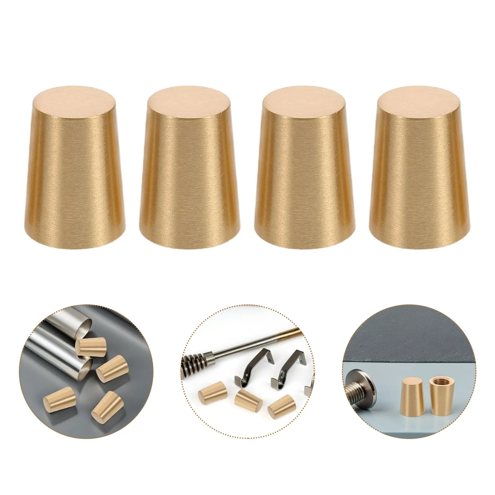 4 pc Wooden Base Brass Feet Crafts Anti Skid Tray Legs Pad Cutting Board Decorative Box Feet Jewelry Case Hardware Furniture