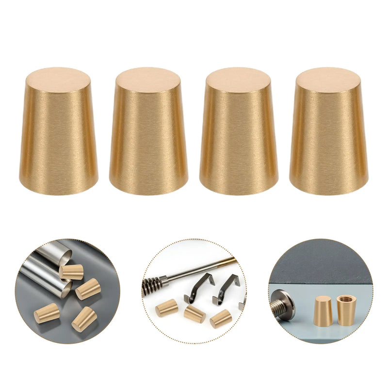 4 pc Wooden Base Brass Feet Crafts Anti Skid Tray Legs Pad Cutting Board Decorative Box Feet Jewelry Case Hardware Furniture