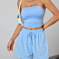 Women's Fashionable Casual Racerback + Shorts Set, Y2K Hot Girl Style and Casual Comfortable Women's Outfit