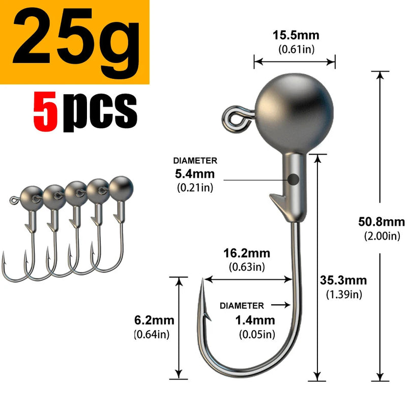 5pcs 1g 2g 3g 4g 5g 10g 20g 22g 25g 28g crank Jig head hook fishing hook head Jig lure hard bait soft worm jig hook for fishing