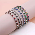 Stylish and Simple 925 Sterling Silver White and Green 4mm Zircon Tennis Bracelet Versatile Jewelry - Visuel 5 | SAMAG
