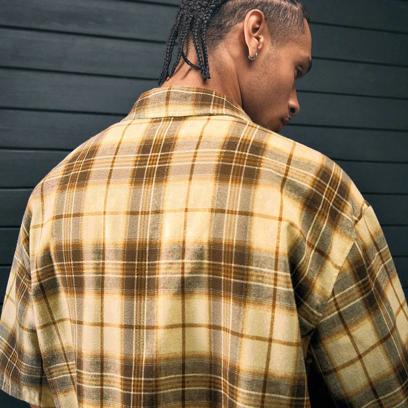 Men's College Style Casual Short Sleeved Checkered Shirt | SAMAG