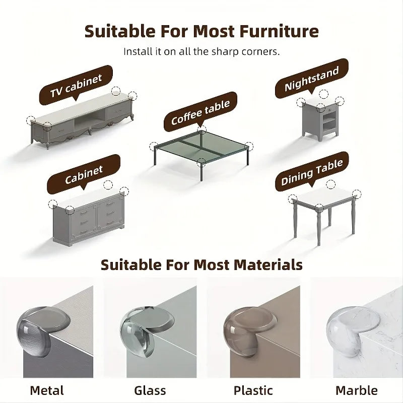 Proofing Corner Guards - Clear Safety Edge Guards with Non-Toxic, Non-Toxic & Easy-Install Adhesive/ Screw-Mount Options