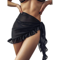 Swimsuit Coverups for Women Ruffle Hem Sarong Beach Bikini Wrap Sheer Short Skirt Chiffon Scarf for Swimwear