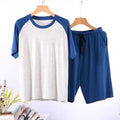 Sleepwear Summer Pajamas Men's Set Home Wear Adult Spring Lightweight Loose Short-sleeved Shorts 2pcs Casual Underwear