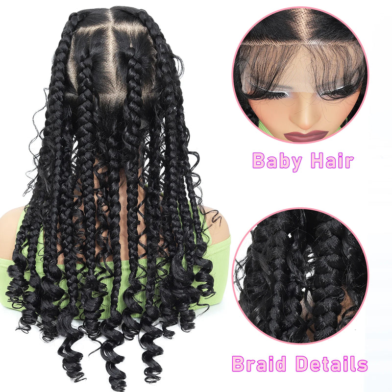 20Inch Synthetic Braiding Wigs Square Box Braided HD Full Lace Wigs for Black Women Braided Wig with Baby Hair