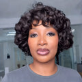 Brazilian Human Hair Wig Short Pixie Cut Egg Bob with Bouncy Curly Springy Curls Natural Looking for women  Full Machine Made