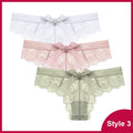 3 Pcs Woman Panties Sexy Lace Thong Underwear Lingerie Female T-back Temptation Low Waist Women Transparent G String