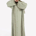 Stylish Muslim Islamic Abaya for Women Light Green Floral | SAMAG