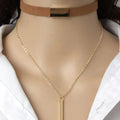 2024 New Black Velvet Choker Necklace Strip Rope Chain Bar Square Tube  Chocker Women Collar Mujer Collier Femme Ras Du Cou