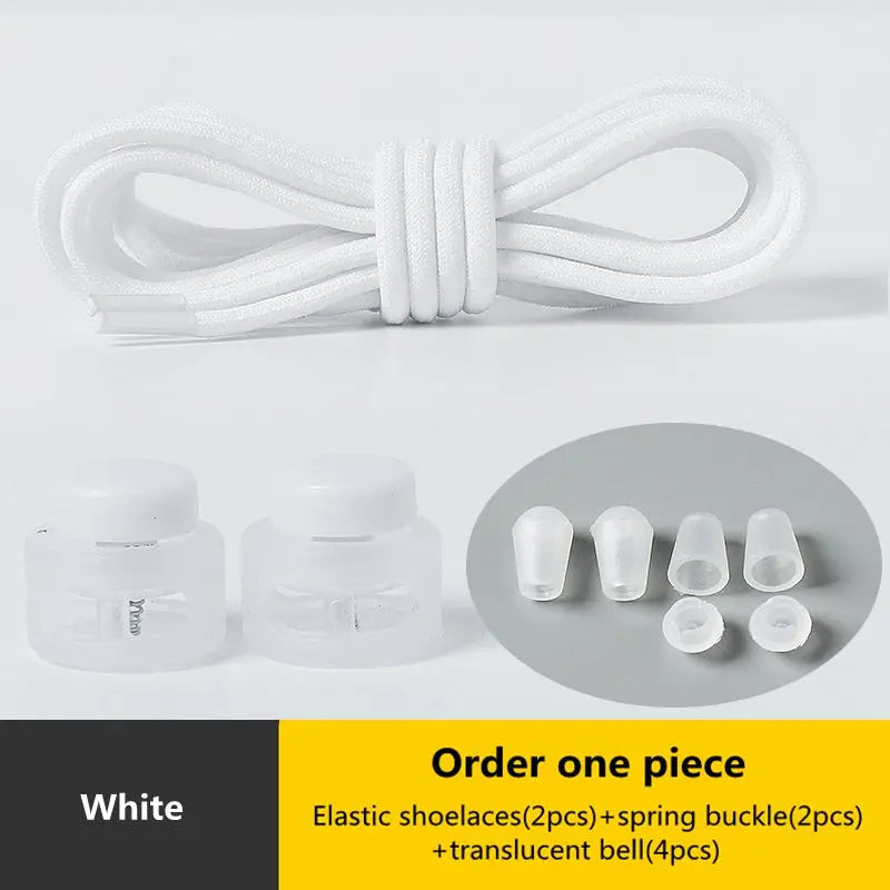 Spring Lock Shoelaces No Tie Shoe Laces Sneakers Round Elastic Shoelace Kid Adult Quick Without Ties Shoestrings Rubber Bands