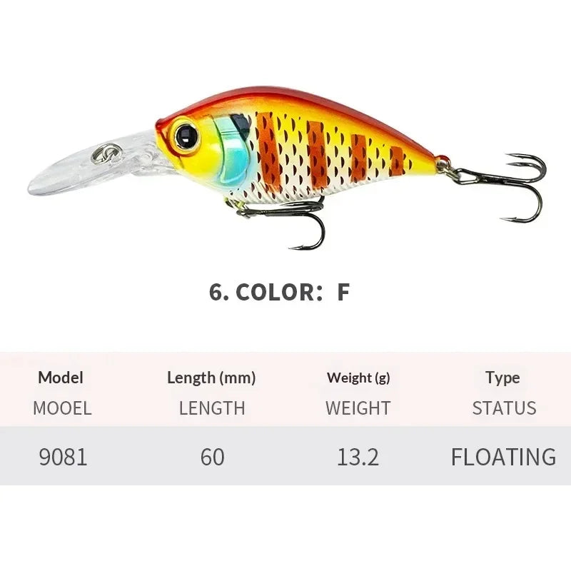 60mm 13.2g Crankbait Fishing Lures Floating Wobbler | SAMAG