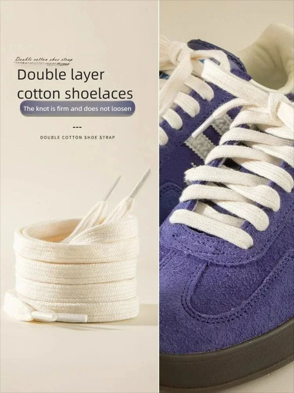 New Classic Pure Cotton Shoelaces Flat Shoelaces Sports Canvas Shoelaces for Men and Women Width 0.8cm Length 100/120/140/160cm