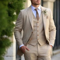 Champagne mens Tuxedo Wedding Suits For Bespoke Groom Wear Formal Fashion Prom Party Blazer+Pants+Vest | SAMAG