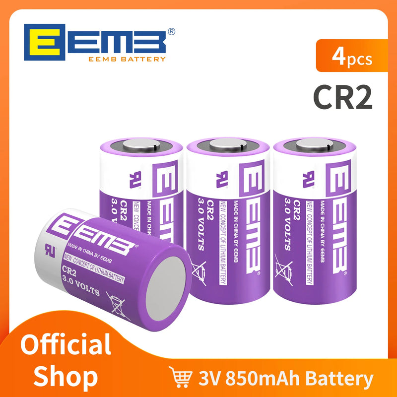 EEMB CR2 3V Lithium Battery 850mAh Non-Rechargeable Battery for Microphones Camera Smoke Detector Doorbell Flashlight