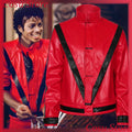 Jacket for Men's Cosplay Michael Jackson Thriller Halloween Party Male Red Top Coat Costumes New Stage Show Wear Singer Costume