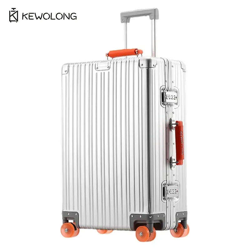 Full Aluminum Magnesium Alloy Suitcase 20 29 Inch - Durable Metal Check-in Luggage with TSA Lock, Large Capacity Carry On