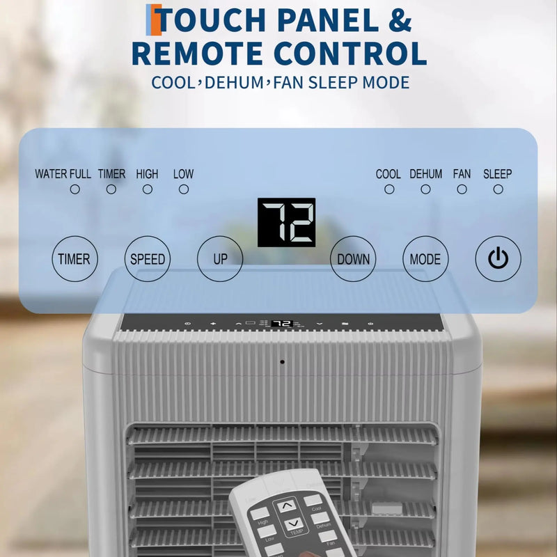 8000 BTU Portable Air Conditioners with Remote Control, 350 Sq.Ft Max. 50dB Portable AC Unit, Dehumidifier, Fan, Sleep, 24H Timer & Installation Kit, ETL Certified, Dark Grey