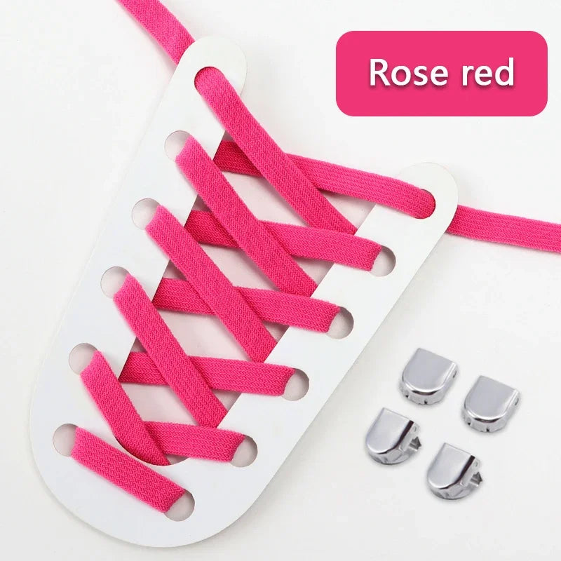 1Pair Elastic Laces Sneakers Tennis Flat Shoelaces No Tie Shoe Laces Without Ties Kids Adult 8mm Wide Shoelace Shoes Accessories