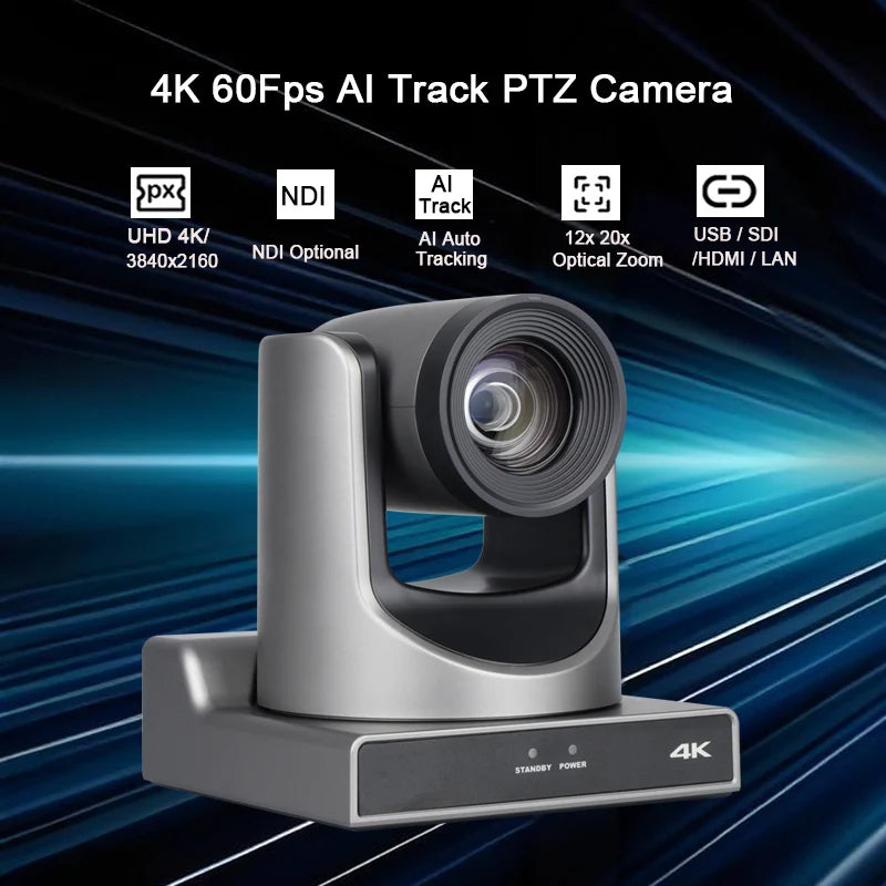 4K60fps NDI PTZ Video 12x 20x Zoom Conference SDI Camera USB HDMI POE IP Live Streaming Camera for Church Business Youtube