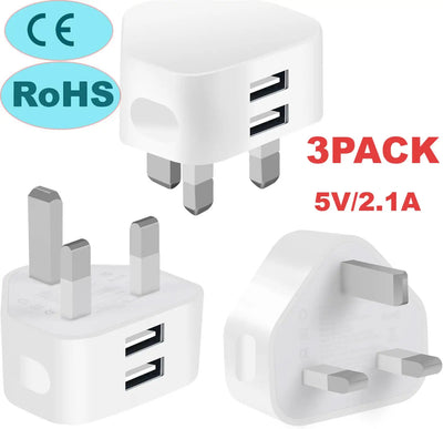 Universal UK Plug Dual USB Wall Charger 5V 2.1A Fast | SAMAG