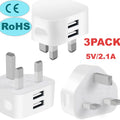 Universal UK Plug Dual USB Wall Charger 5V 2.1A Fast Charging Power Adapter 3 Pin Mains Travel Charger for iPhone 14 13 iPad Sam