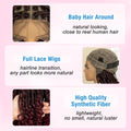 14 Inches Short Burgundy Box Braided Wigs Full Lace Synthetic Boho Braids Wig for Women Ombre Color Braided Wigs