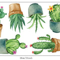 Green Garden Plant Cactus Potted Flower Pot Set 3D DIY Wall Decals/Adhesive Family Wall Sticker Mural Art Bathroom stairs Decor