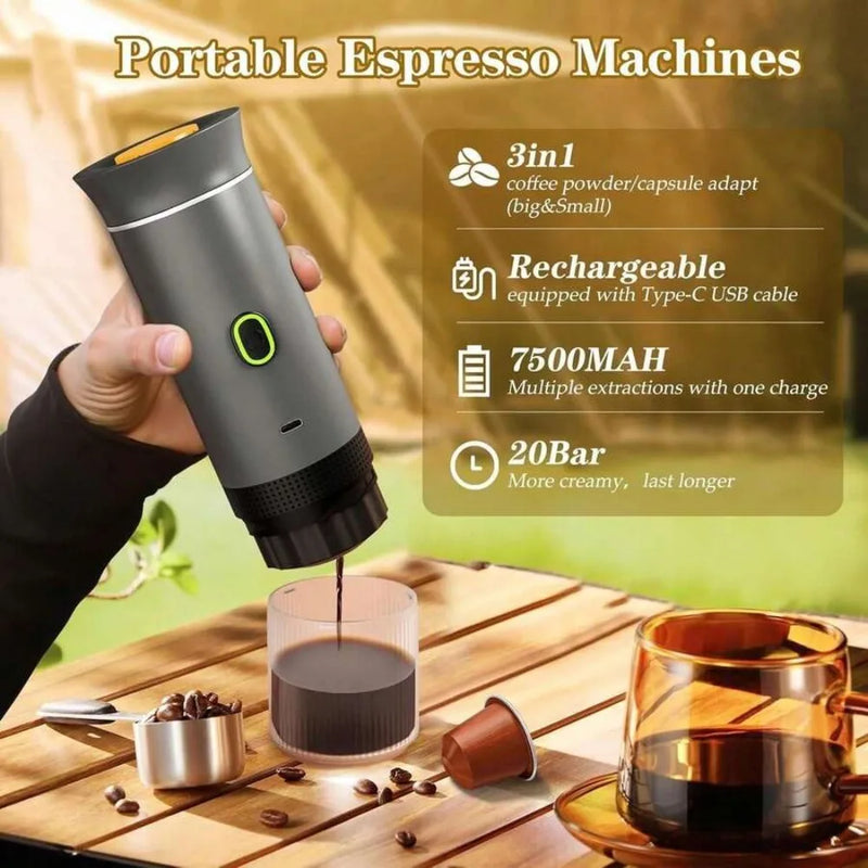 Portable Capsule Coffee Machine, Electric Espresso Machine, Fully Automatic Wireless Heating. Outdoor Car-Mounted Household Ital