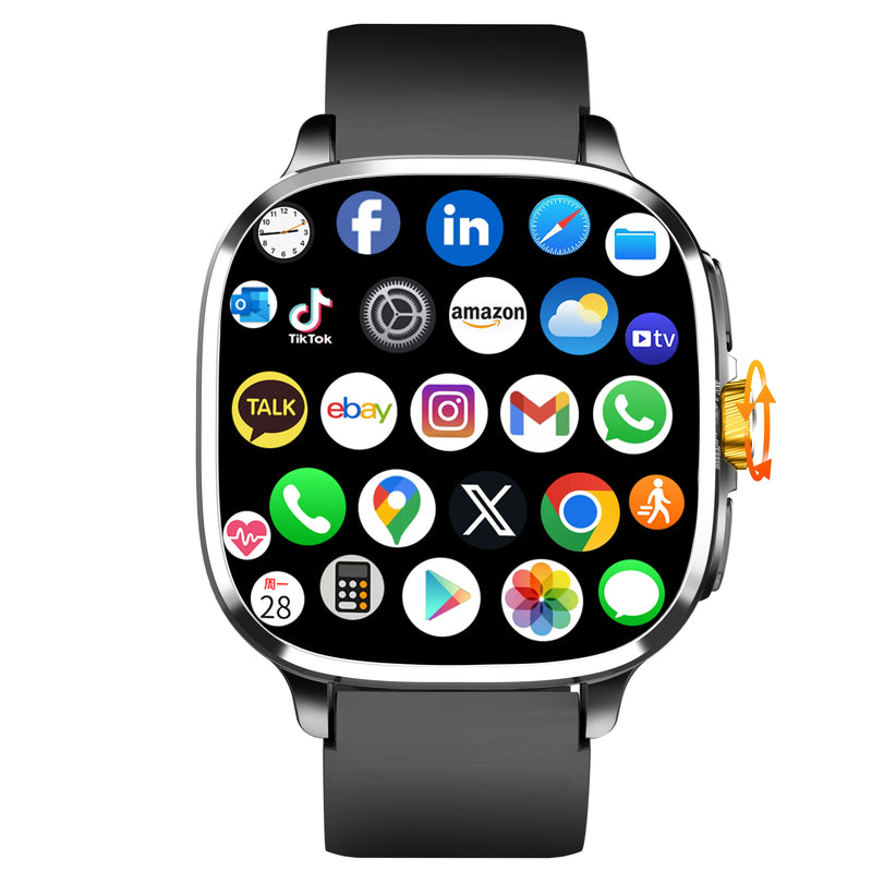S99 Smartwatch 2.4inch Larger Amoled Screen Android 13.0 5G LTE Smart Watch With 190° Rotating Camera 2100Mah Battery App Store
