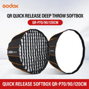 Godox Quickly Release Parabolic Deep Softbox QR-P70 70CM QR-P90 90CM QR-P120 120CM with Honeycomb Grid for Bowens Mount Studio F