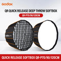 Godox Quickly Release Parabolic Deep Softbox QR-P70 70CM QR-P90 90CM QR-P120 120CM with Honeycomb Grid for Bowens Mount Studio F