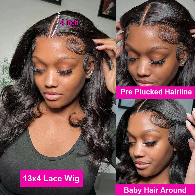Short Bob Body Wave 13x4 Transparent Lace Front 100% Human Hair Wigs Brazilian 200 Density Water wave Lace Frontal Closure wigs