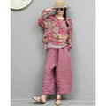 Women Summer Loose-fitting Versatile Cropped Wide-leg Pants LX6167