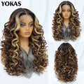 Lace Front Wigs 13X5X1 Latisha Synthetic HD Curly Pre Plucked Lace Front Wigs With Bangs For Afro Women Highlight With Baby Hair