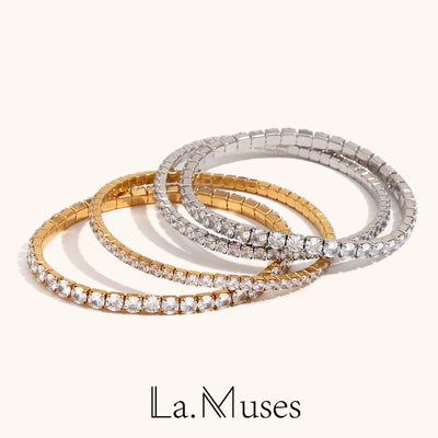 La.Muses Elastic Cubic Zirconia Stainless Steel Woman's Bracelet Fashion Luxurious Jewelry Party Accessories | SAMAG