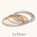 La.Muses Elastic Cubic Zirconia Stainless Steel Woman's Bracelet Fashion Luxurious Jewelry Party Accessories