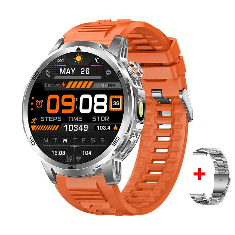 MEVADEN 1.85 inch Steel Smart Watch Men Bluetooth Call Smartwatch Sports Flashlight 1000mAh Health Monitor Watch for Male MD60