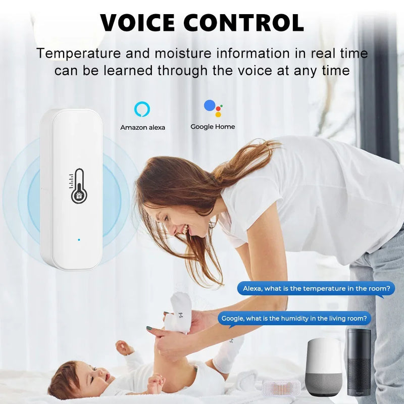 Tuya WiFi Temperature Humidity Sensor Smart Life Remote Monitor For Smart Home Work with Alexa Google Assistant