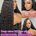 40 46 Inch Deep Wave Lace Frontal Wig 13x4 13x6 Hd Transparent Curly Human Hair Lace Front Wigs For Black Women Water Wave Lace Wigs Pre Plucked Baby Hair 300 High Density Burmese Human Hair