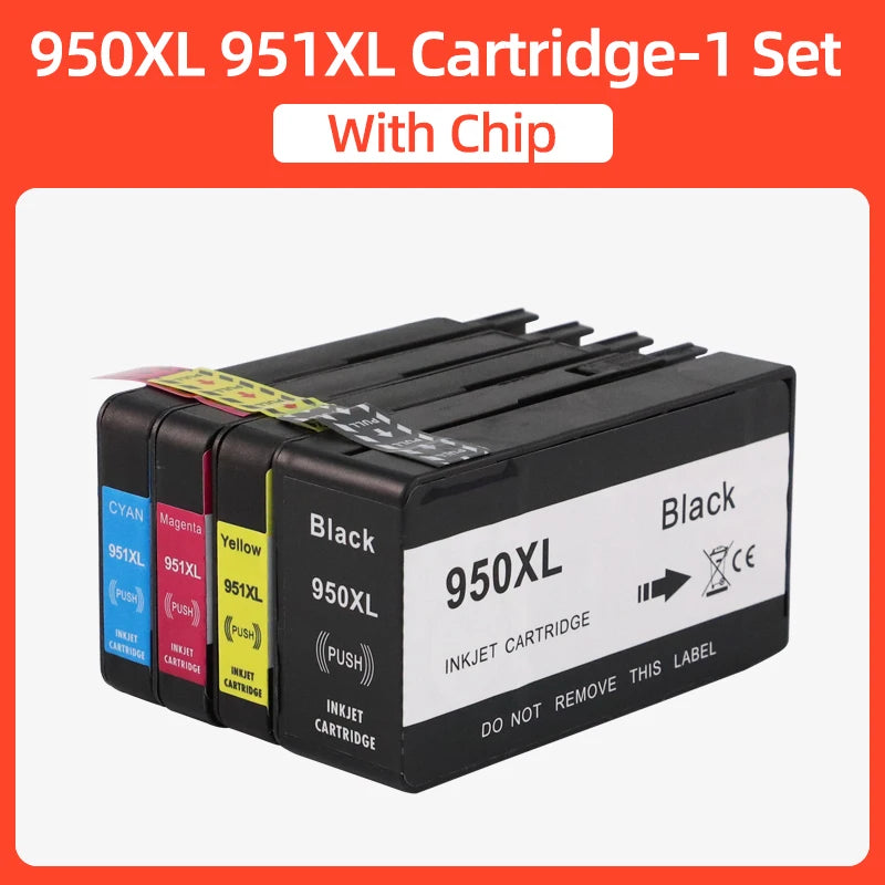 4pcs 950XL 951XL Ink Cartridge Compatible for HP950 951 for HP Officejet Pro 8100 8600 8610 8615 8620 8625 8630 8680 251dw 276dw