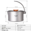 Outdoor titanium single pot portable cookware camping cookware picnic equipment supplies picnic hanging pot