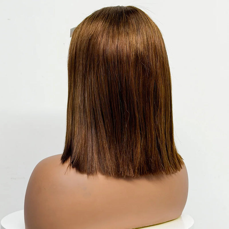 250% Density Bob Straight Human Hair 2X6 Transparent Lace Closure Frontal Human Hair Wigs 100% Human Hair Ginger 99J Colored Wig