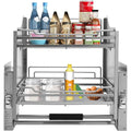 2 - Tier Pull Down Storage Shelf Organizer For Upper Kitchen Cabinets Dark Grey Easy Installation Max Load - View 6 | SAMAG