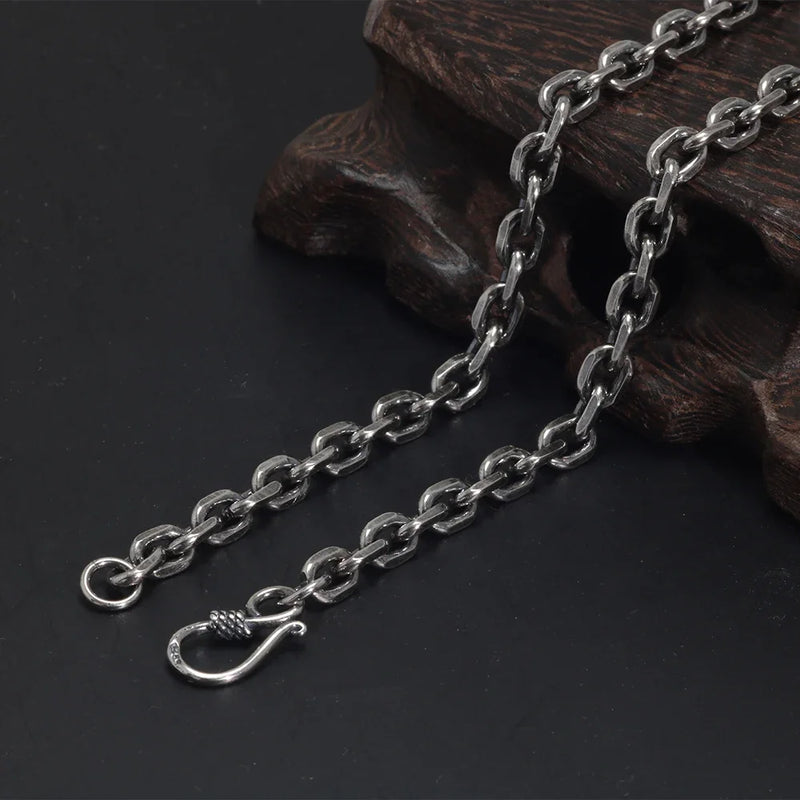 Real Pure 925 Sterling Silver 2.5 3 4 5mm Cable Link Chain Necklaces For Men And Women Vintage Viking Punk - Visuel 4 | SAMAG
